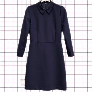 APC Peter Pan Collar Navy Blue long sleeved, mid thigh dress